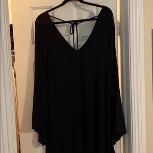 *NWT* Black Bell Sleeve, Tie-Back Dress